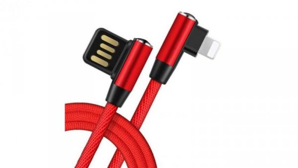 Kabel USB - lightning kątowy czerwony 1m LB0151 LIBOX