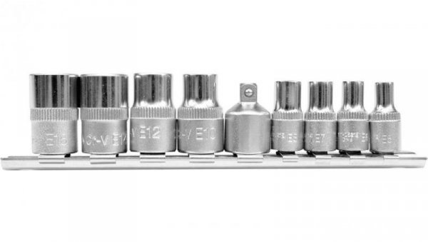 KLUCZE NASADOWE TORX E5-E16 ZESTAW 9-SZTUKOWY
