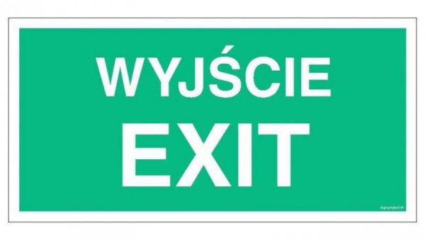 ZNAK - AC001 Wyjście / EXIT 100 x 50 cm FS - Folia samoprzylepna foto.