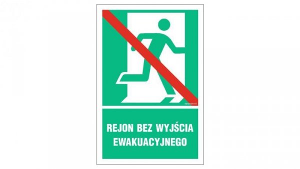 ZNAK - AC027 Rejon bez wyjścia ewakuacyjnego prawostronny 10 x 15 cm TS - Płyta TD foto.