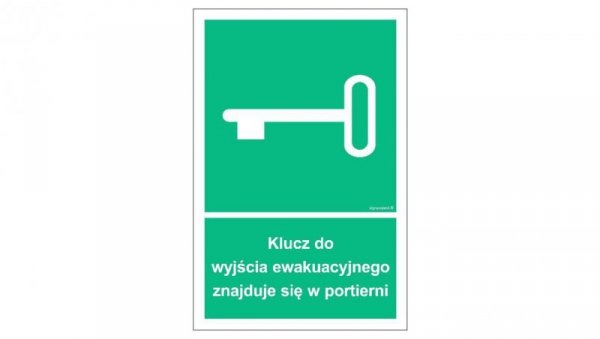 ZNAK - AC067 Klucz do wyjścia ewakuacyjnego znajduje się w portierni 70 x 105 cm TS - Płyta TD foto.