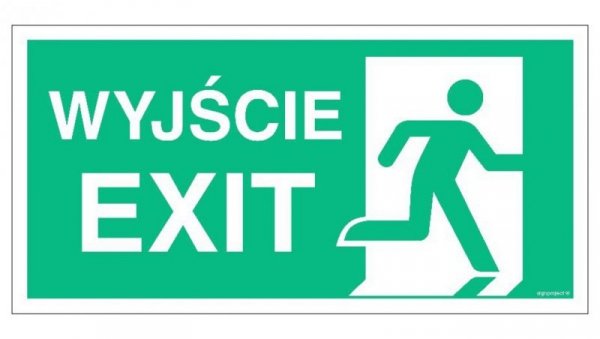 ZNAK - AC075 Wyjście / EXIT prawostronne 20 x 10 cm KS - Folia podłogowa foto.
