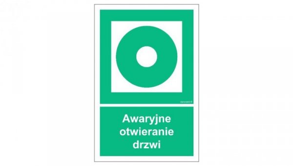 ZNAK - AC084 Awaryjne otwieranie drzwi 10 x 15 cm PS - Płyta 1mm foto.