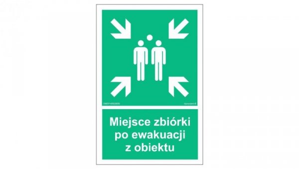ZNAK - AC085 Miejsce po ewakuacji z obiektu 10 x 15 cm KS - Folia podłogowa foto.