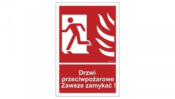 ZNAK - BC055 Drzwi przeciwpożarowe. Zawsze zamykać! lewostronne 10 x 14,8 cm KN - Folia podłogowa