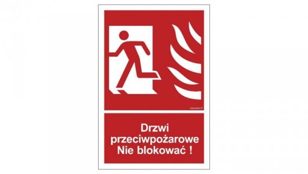 ZNAK - BC057 Drzwi przeciwpożarowe. Nie blokować! lewostronne 10 x 14,8 cm PS - Płyta 1mm foto.