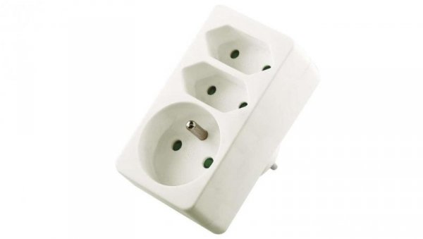 Rozgałęźnik wtyczkowy 1-gniazdo z/u + 2x Euro biały P0025