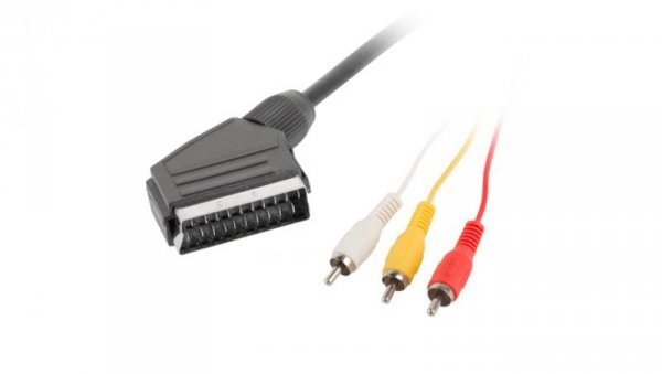 Przewód połączeniowy 3xRCA (CINCH) - SCART (Euro) czarny 1,8m CA-EURC-10CC-0018-BK