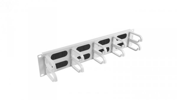 Organizer kabli 19 2U z 5 uchwytami typ B + panel szczotkowany szary AK-1204-S