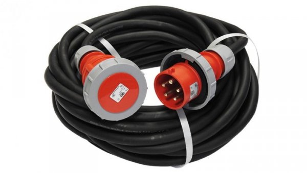 Przedłużacz budowlany trójfazowy elCORD CEE 32A 400V IP67 30m H07RN-F 5G6 z wtyczką i gniazdem CEE 32A-5P IP67 30366300