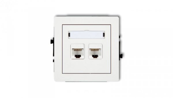 DECO Mechanizm gniazda komputerowego podwójnego 2xRJ45, kat. 5e, 8-stykowy, biały mat 25DGK-2