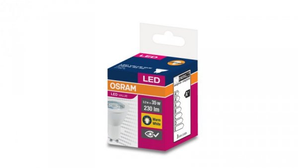 Żarówka LED GU10 LVPAR16 35 36st. 3,2W/827 10X1 EUE OSRAM 230lm 230V 4058075198555