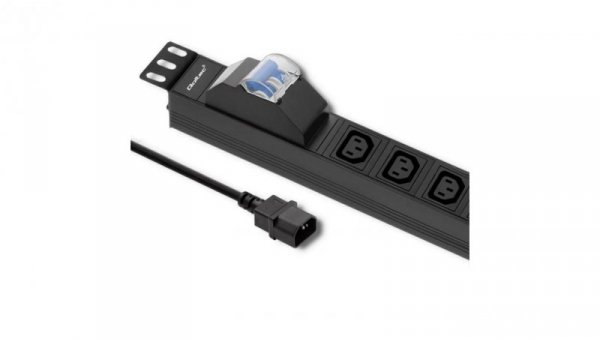 Qoltec Listwa zasilająca PDU antyprzeciążeniowa do RACK 19 1U 10A 8xIEC C13 bezpiecznik C16 2m