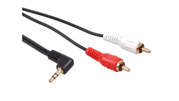 Przewód mini jack 3,5mm kątowy 2RCA 1m czarny MCTV-824 MCTV-824