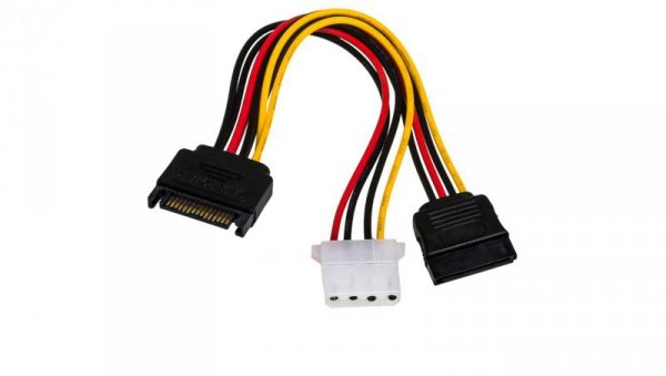 Adapter z kablem AK-CA-32 SATA (m) / Molex (f) / SATA (f) 2x 15cm AK-CA-32