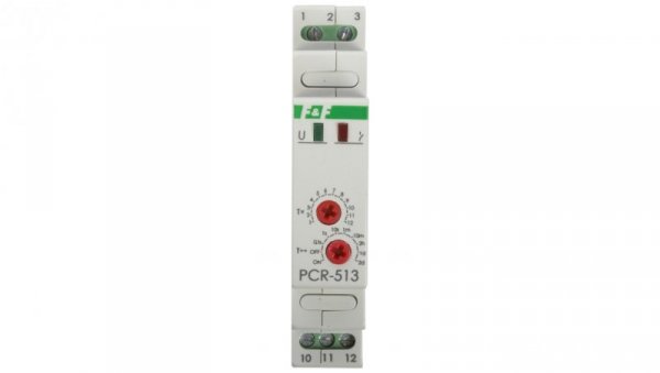 Przekaźnik czasowy 1P 10A 0,1sek-576h 230V AC opóźnione załączenie PCR-513