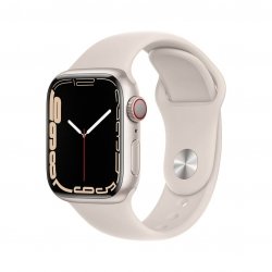 Apple Watch Series 7 41mm GPS + Cellular (LTE) Koperta z aluminium w kolorze księżycowej poświaty z paskiem sportowym w kolorze księżycowej poświaty