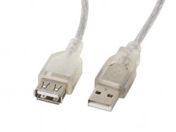 Kabel USB Lanberg Przedłużacz USB 2.0 AM-AF ferryt transparentny 5m
