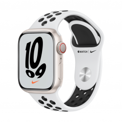 Apple Watch Nike Series 7 45mm GPS Koperta z aluminium w kolorze księżycowej poświaty z paskiem sportowym Nike w kolorze czystej platyny/czarnym