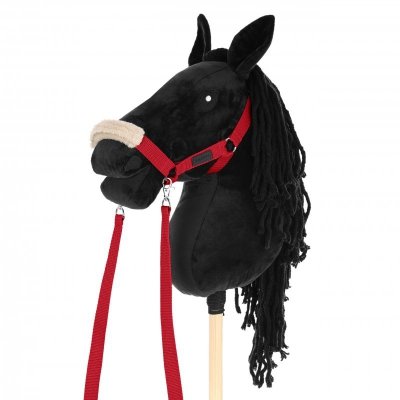 Zestaw Skippi - Hobby Horse czarny i dodatkowy kantar - czerwony