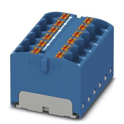 Blok rozdzielczy PTFIX 12X4 BU, niebieskie złącze przemysłowe - 12 punktów przyłączeniowych o przekroju 4mm2