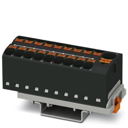 Blok rozdzielczy PTFIX 10/18X4-NS35 BK, czarne złącze przemysłowe - 18 punktów przyłączeniowych o przekroju 4mm2