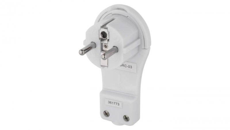 Wtyczka kątowa ultra płaska 16A 2P+Z 250V z uchwytem biała P0066
