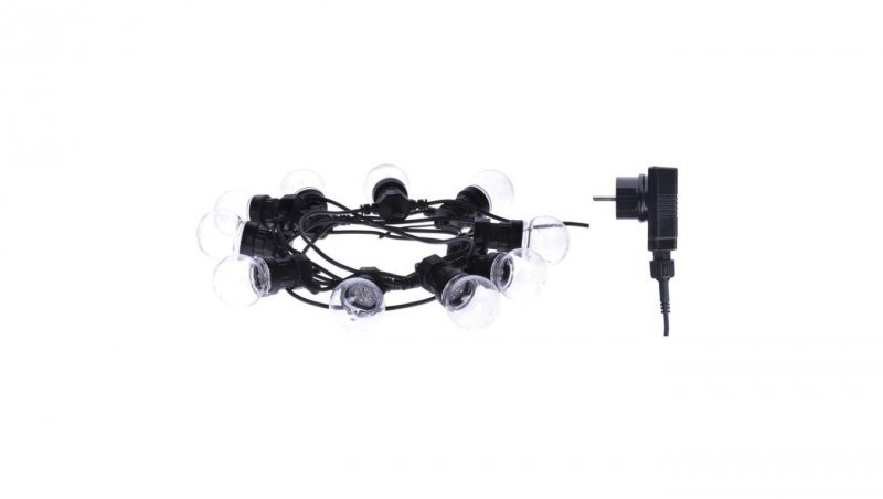 Łańcuch z żarówek 10x 5 LED, 2,25W przeźroczyste, 5m IP44 ciepła biała DCPW02