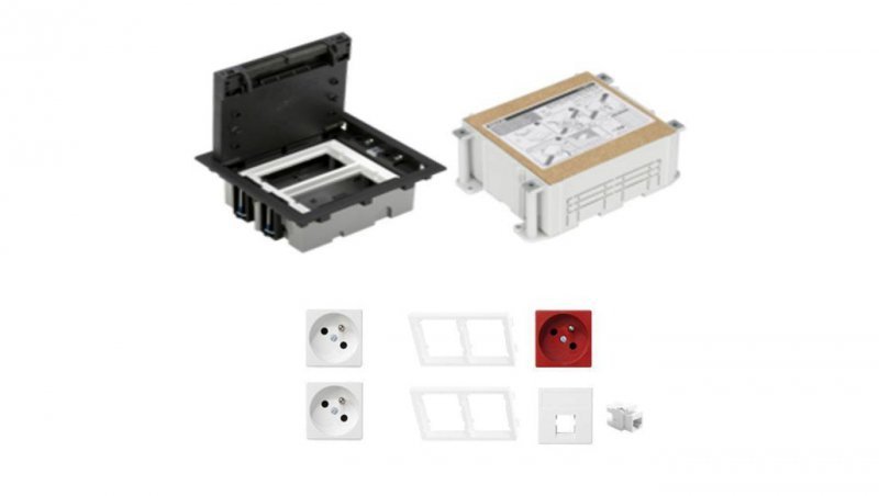KONTAKT SIMON FLOOR BOX puszka podłogowa 2x gniazdo pojedyncze z/u + 1x gniazdo DATA + 1x gniazdo RJ45 kat. 6 nieekranowane + ka