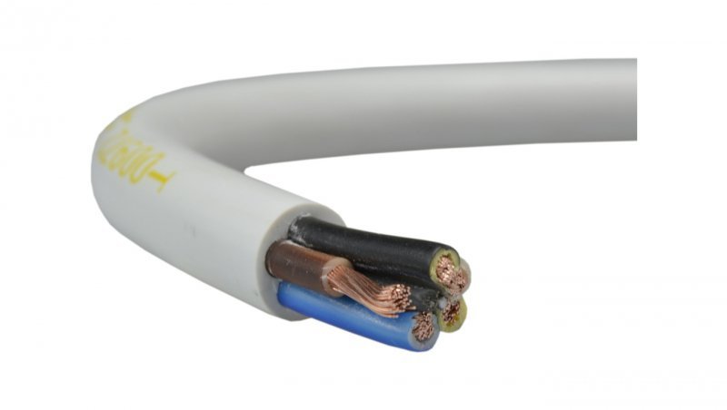 Przewód prądowy H05VV-F / OWY 500V 5x2,5 warsztatowy biały linka Elektrokabel /100m/