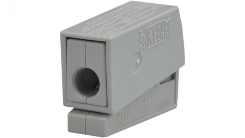 Szybkozłączka przelotowa 2x 1,0-2,5mm2 uniwersalna (na drut / na linkę) 400V/24A ORYGINALNA 100szt. 224-101