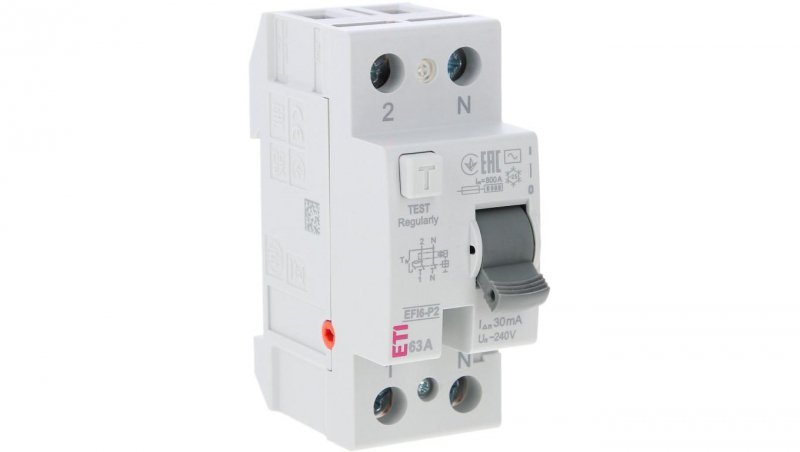 Wyłacznik różnicowoprądowy 2P 63A 0,03A typ AC EFI6-P2 AC 63/0.03 002061253