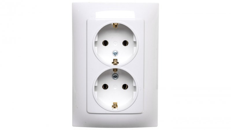 Simon 10 Gniazdo podwójne SCHUKO białe 16A 250V IP20 CGSZ2/11