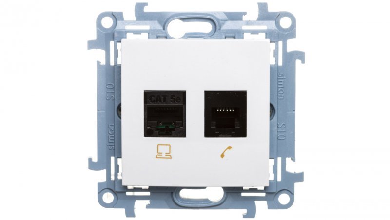 Simon 10 Gniazdo teleinformatyczne RJ45+RJ12 kat.5e białe C5T.01/11