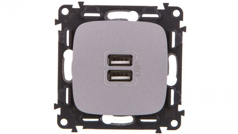 VALENA ALLURE Gniazdo ładowania usb podwójne aluminium 754997