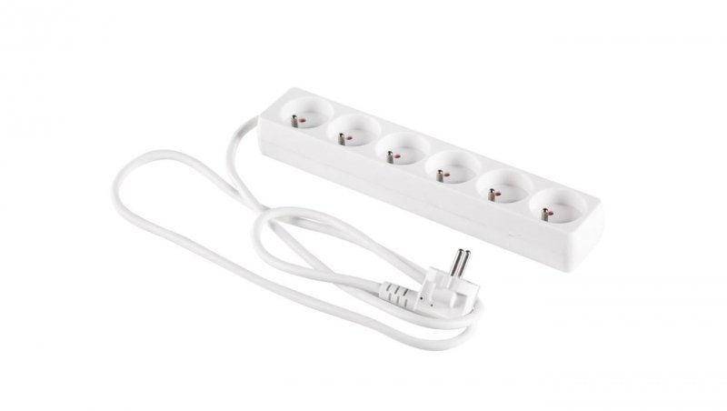 Przedłużacz 6-gniazd z/u 1,5m /H05VV-F 3G1/ biały PM-BW-6G-15