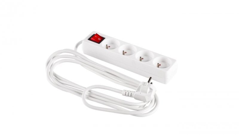 Przedłużacz z wyłącznikiem 4-gniazda z/u 3m /H05VV-F 3G1/ biały PM-ZW-4G-30