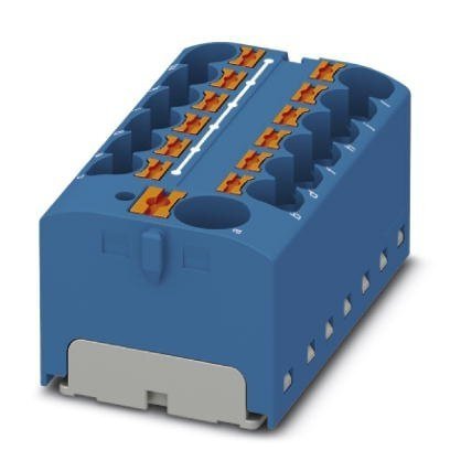 Blok rozdzielczy PTFIX 10/12X4 BU, niebieskie złącze przemysłowe - 12 punktów przyłączeniowych o przekroju 4mm2