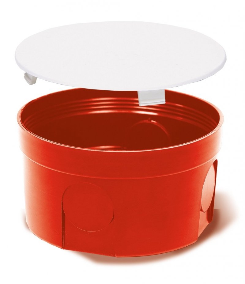 Puszka podtynkowa 80mm czerwona z pokrywą PO-80 0283-00 /50szt/