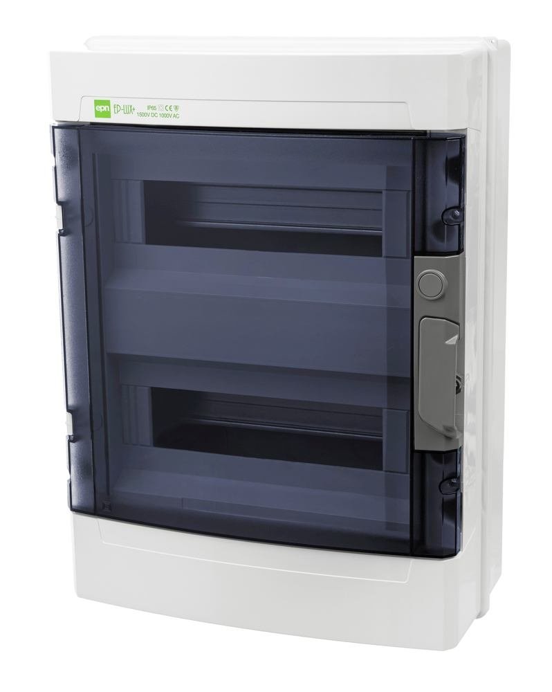 Rozdzielnica hermetyczna EP-LUX natynkowa 2x12 1500V DC1000V AC PE+N dymny IP65 1956-01