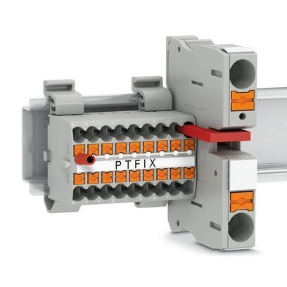 Blok rozdzielczy PTFIX 6/6X2,5-NS35 BN, brązowe złącze przemysłowe - 6 punktów przyłączeniowych o przekroju 2,5mm2