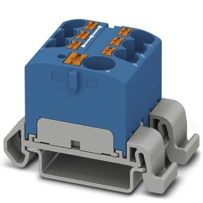 Blok rozdzielczy PTFIX 10/6X4-NS35A BU, niebieskie złącze przemysłowe - 6 punktów przyłączeniowych o przekroju 4mm2