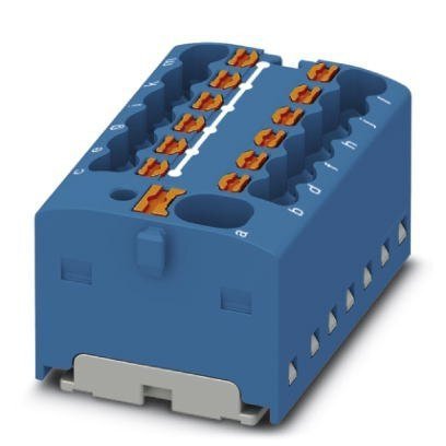 Blok rozdzielczy PTFIX 4/12X1,5 BU, niebieskie złącze przemysłowe - 12 punktów przyłączeniowych o przekroju 1,5mm2