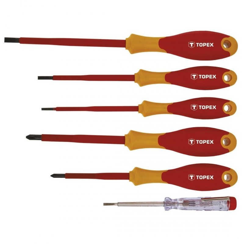 Wkrętaki elektrotechniczne płaskie 3x100mm/ 4x100mm/ 5,5x150mm/ PH1x80/ PH2x100mm 1000V 39D150 /6 szt./