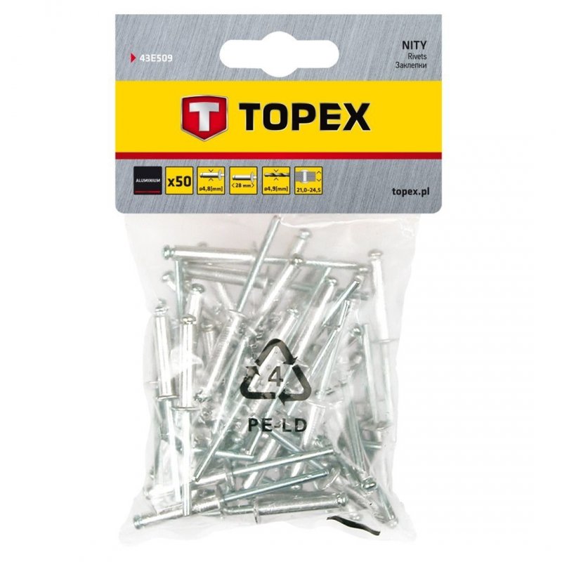 Nity aluminiowe 3.2 mm x 10 mm 50 szt. 43E302