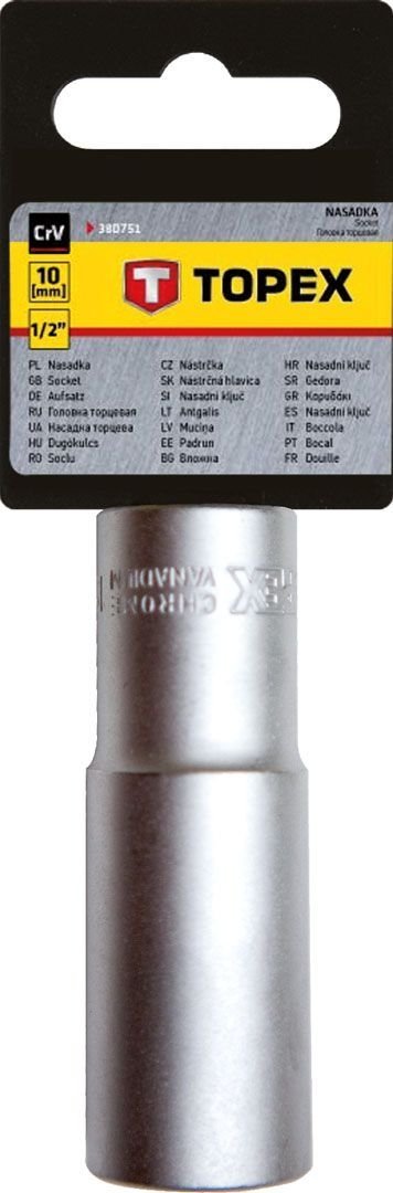 Nasadka 10mm 1/2 cala sześciokątna stal CrV długa 38D751