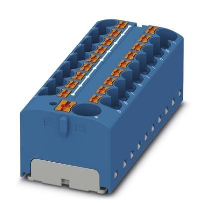 Blok rozdzielczy PTFIX 10/18X4 BU, niebieskie złącze przemysłowe - 18 punktów przyłączeniowych o przekroju 4mm2