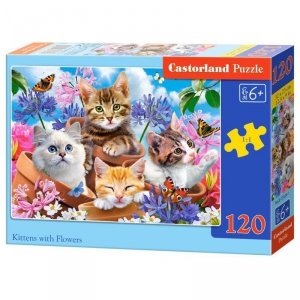 Puzzle 120el. kittens flowers