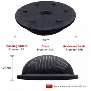 PROIRON Balance Trainer Black, PVC / PP / TPR, 60 x 23 cm, max 300 kg