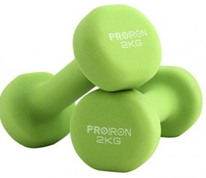 PROIRON PRKNED02K Dumbbells, 2 pcs, 2 kg, Green, Neoprene